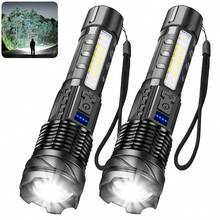 2pcs Rechargeable LED Flashlight, Ultra Bright High Lumen, 7 Modes, USB Powered, Zoomable, Suitable For Emergency Power Outage And Outdoor Camping, Includes Charging Cable, Perfect For Camping And Hiking - Multicolor - View 12