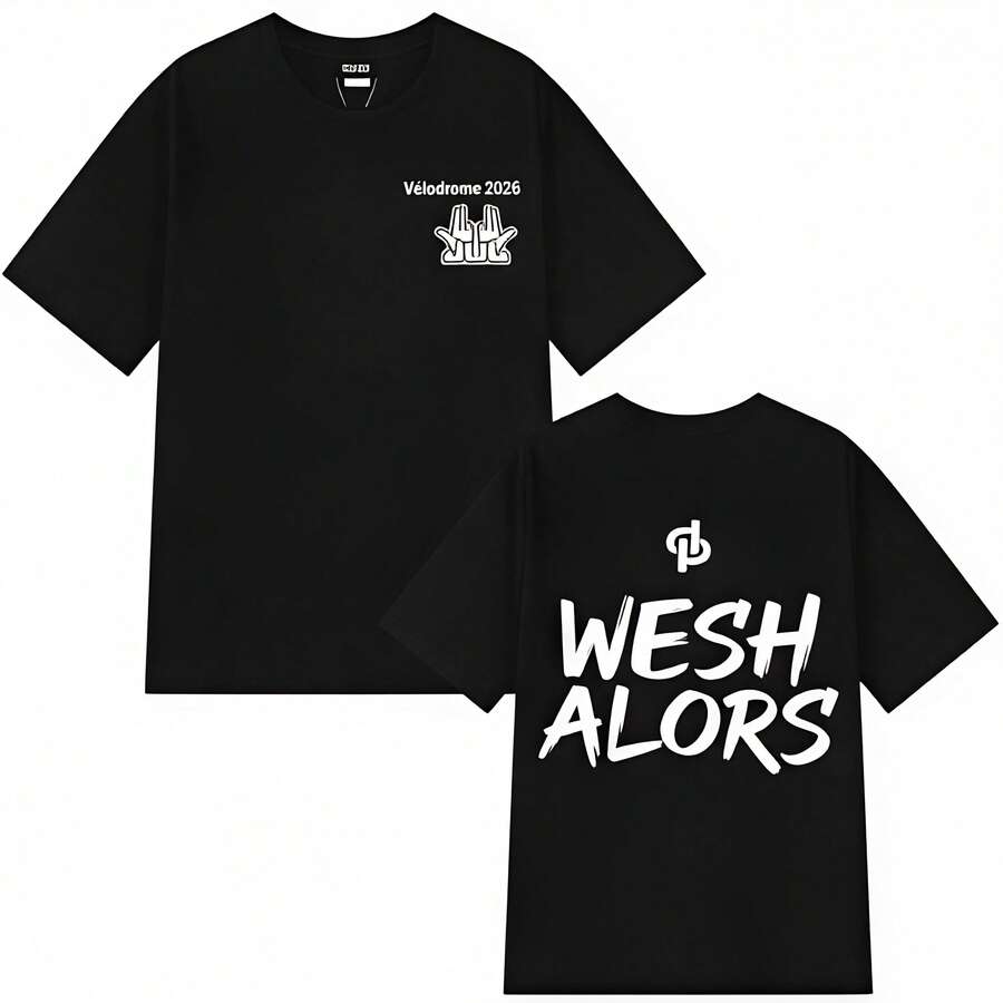 Camiseta Estampada Gira Jul 2026 para Hombres y Mujeres Moda Y2K Tops Verano Manga Corta Algodón Hip Hop Camisetas Oversize Streetwear - Negro - Ver 1