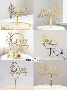 Shiny Birthday Cake Decoration, 3D Double-Sided Cake Topper, Perfect For Enhancing Birthday Cake Presentation, Also Suitable As Photo Booth Prop - Multicolor - View 12