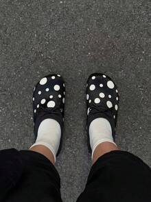 Damsandaler med prickig rosett och slip-on för vardagsbruk - Svart - Visa 2