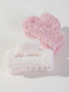 719pcs Girls Autumn/Winter Pink Plush Hair Scrunchies With Pink Pom Poms, Large Cute Princess Hair Ties, High Elasticity Durable Non-Damaging Hair Bands, Small Rubber Bands, Large Plush Hair Claw, Suitable For Daily Use - Multicolor - View 8