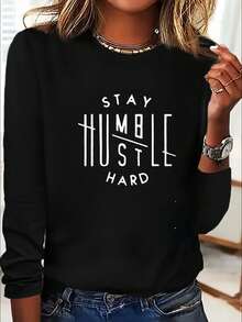 Unisex Long-Sleeve Top-Women's Graphic Print Long Sleeve Sweatshirt - Soft Cozy Casual Pullover Top For Everyday Wear-L51 - Black - View 1