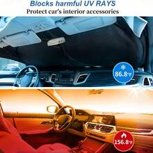 2026 Upgraded Windshield Sunshade - Front, Rear & Side Window Sun Protection Cover, Blocks Solar Heat, Protects Car Interior, Privacy Anti-Peeking, Summer Car Accessory, UV Protection, Car Gift, Large Truck, Small Car Sunshade, Truck Polyester Silver Coated Fabric Front & Side Window Integrated 4-Piece Foldable Storage Sunshade - 1p'c - View 11
