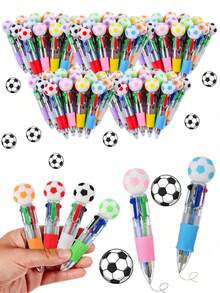 12/6/3/1pc Mini Football Pen Set, 4-In-1 Multi-Color Pen, Fun Fashion Sports Theme Stationery, Suitable For Sports Enthusiasts, Creative Gift, Mixed Ink Office Supplies, Holiday Birthday Party Gift Filler - Multicolor - View 8
