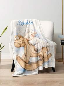 1 pieza Manta de franela personalizada con nombre, adecuada para cama, sala de estar, sofá, exterior, playa, camping, mascotas y talla grande ocasiones, se puede personalizar con impresión de nombre de familia/mascota/pareja, regalo ideal para Navidad, Día de la Madre/Día del Padre, familia, cumpleaños, amigos, mujeres, padres y talla grande ocasiones. - Estilo 2 - Ver 2