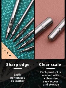 1 Set 13pcs Leather Hollow Punch, Round Hole Punch, Leather Punching Tool, Premium Belt Punch, Korean Punch, Leather Belt Strap Hole Punching Tool - A - View 4