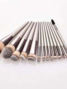 10pcs/14pcs Champagne Gold Makeup Brush Set, Blush, Eyeshadow, Eyebrow, Contour, Powder Brushes, Makeup Tools - Multicolor - View 5