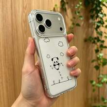 新款手机壳:适配 iPhone17 16 15 14 13 12 11 proPro Max系列 可爱卡通 熊猫跳跃 - クリア - チェックする 3