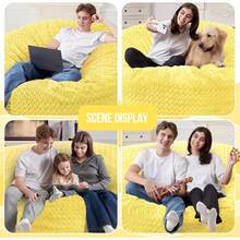 2-Leg Bean Bag Chair, Giant Bean Bag Chairs For Adults, Large Bean Bag Chairs With Memory Foam Filling, Large Bean Bag Chairs With Plush Cover - Gray - 黃色 - 查看 3