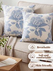 1 pieza/2 piezas Funda de almohada estampada (relleno de almohada no incluido), impresión de un solo lado, suave y transpirable, amigable con la piel y duradera, decoración del hogar, apta para todas las estaciones, lavable a máquina, certificada por OEKO-TEX - Multicolor - Ver 6
