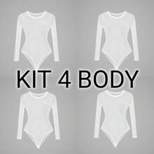 Basic Tulle Bodysuit With Long Sleeves - Fall/Winter 2025 Fashion - 4UN+WHITE - View 2
