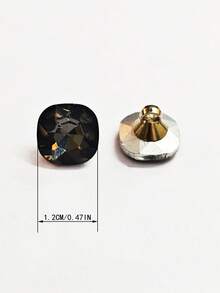 6入 1.2cm 直徑玻璃仿鑽切面銅柄裝飾手工縫製鈕扣，高端時尚百搭黑色灰色仿鑽切面柄裝飾手工縫製鈕扣，適用於女款襯衫、開襟衫及其他服飾 - 黑灰色 方形 款式 - 查看 4