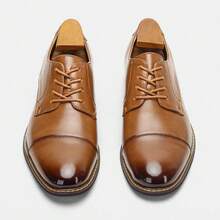 Men's Dress Shoes, Commuter Business Shoes, Retro Comfortable Rubber Sole, Classic Derby Shoes - Brown - View 7