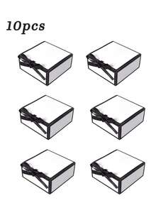 Black & White Contrast Minimalist Luxury Gift Box, Gift Boxes With Lids, Black Satin Ribbon Bow Jewelry Packaging Box, Flip-Top Creative Gift Box, Blank Design For DIY Text (Wedding Theme,Blessing,Teachers' Day, Christmas) - Multiple Styles - View 10