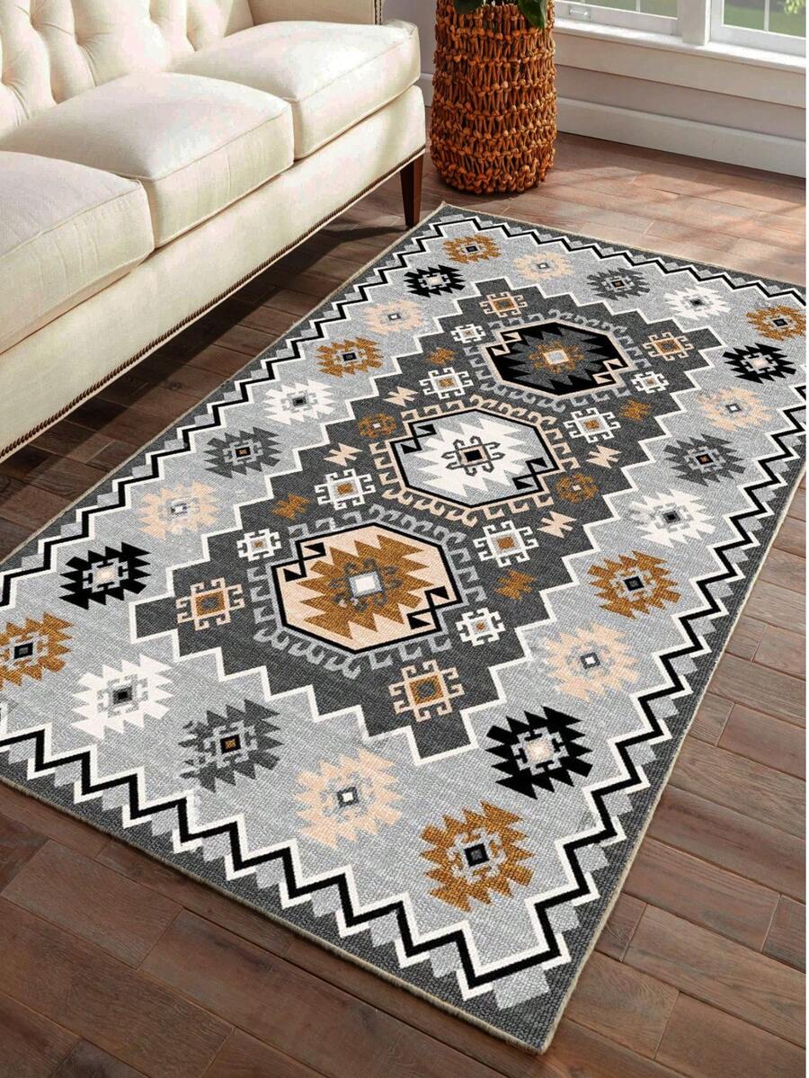 Alfombra antideslizante, lavable, con estampado digital, ideal para pasillo o cocina. - Gris - Ver 1