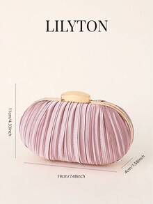 Women's Elegant Exquisite Clutch Box Evening Bag With Pleated Design, Suitable For Weddings, Parties And Balls, Includes Detachable Chain Strap - Pink - View 2