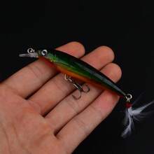 1pc 3D Bio-Mimetic Artificial Feather Sinking Minnow Lure With Laser Eyes, High-Pitch Hook Hard Bait For Outdoor Fishing - Multicolor - View 19