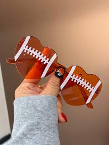 1 Pair Fun Ball-Shaped Heart-Shaped Fashion Glasses, Unisex, World Cup Football Basketball Baseball Rugby Baseball Fun Decorative Selfie Prop Fan Cheering Atmosphere Accessory - Multicolor - View 4