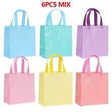 6/12/18/24PCS Macaron Color Non-Woven Gift Bags, Available In A Variety Of Solid Colors, Suitable For Birthday Parties, Weddings, Candy Bags, Holiday Shopping Packaging Bags, Thick And Durable Square Bottom Tote Bags - View 15