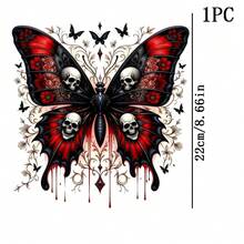 1pc/2pcs/3pcs Butterfly Skull Pattern Iron-On Heat Transfer Illustration Design DIY DTF Transfer Stickers, Washable Heat Press Decals, Suitable For T-Shirts, Pillows, Sweatshirts, Backpacks - Durable PVC Material For Halloween - Multicolor - View 3