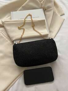 Rhinestone Shoulder Small Bag, Chain Strap Shoulder Bag, Shiny Evening Party Clutch - Multicolor - View 5