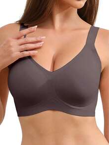 MINTREUS Women's Bras, Wireless Push-Up Support Bras, Wire-Free Comfort, Full Coverage, Seamless - 灰色 - 查看 1