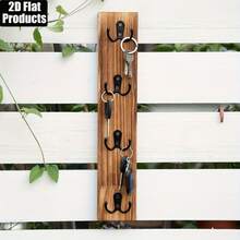 1pc Handmade Rustic Style Wall-Mounted Wooden Key Rack With Multiple Hooks - Polished Surface Space-Saving Organizer, 2D Flat Wooden, Suitable For Entryway, Laundry Room, Garage - Can Hold Keys, Wallets, Pet Leashes, Entrance Storage - View 7