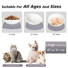 Ravitat 3Pcs Elevated Cat Food Bowl - Adjustable, Anti-Slip Anti-Noise, Protects Pet's Spine - Thickened Plastic, 17 Oz - Light Blue Black Grey - View 3