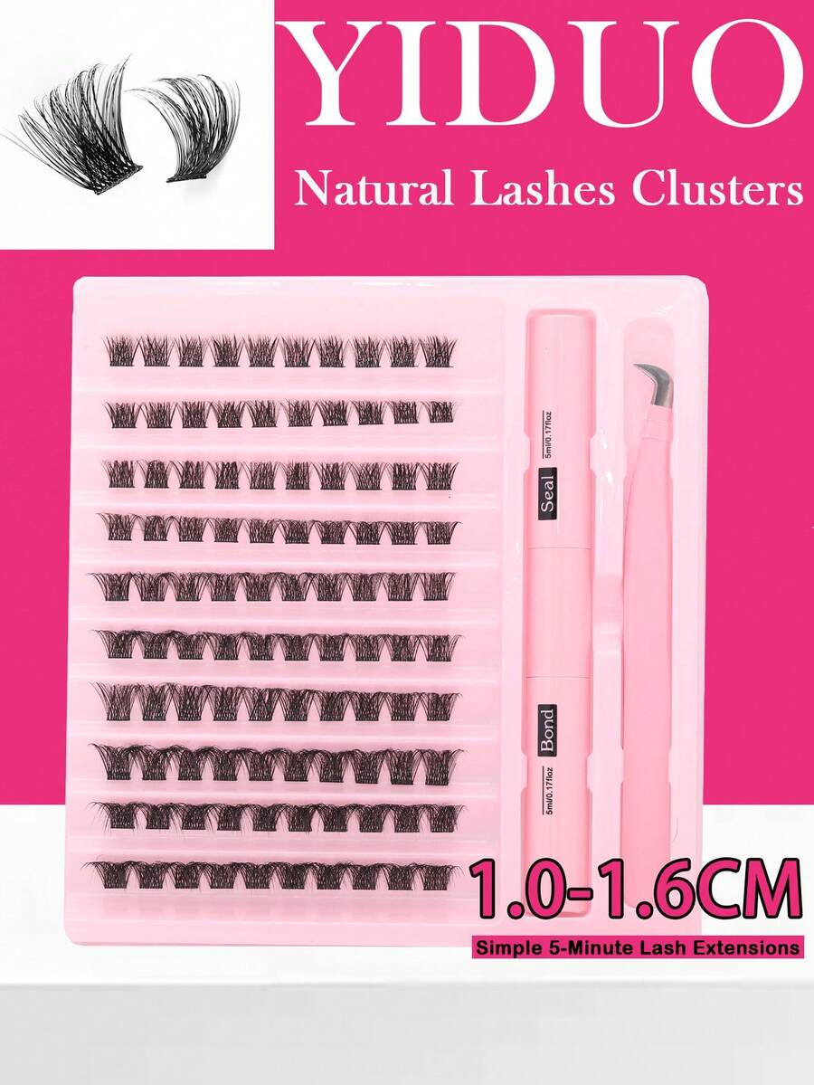 YIDUO 100Pcs D D Curl, Dense & Fluffy, 8-16mm Mixed Length, Eye-Catching Effect, Suitable For Various Makeup Looks. Glue, Tweezers Can Be Selected Based On Needs. High Cost-Performance, Suitable For Beginners, Applicable To Multiple Occasions - Multicolor - View 1