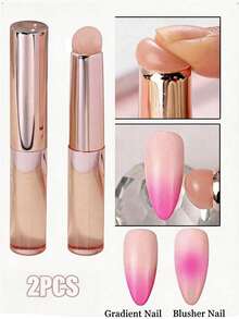 2pcs Silicone Nail Blending Brush - Nail Gradient Blush Brush, Reusable Nail Makeup Blending Brush, Suitable For Home DIY Nail Salon Tools - Multicolor - View 8
