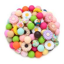 22Pcs Vibrant Daisy/Sunflower Theme Silicone Beads Set, Suitable For DIY Holiday Decoration Jewelry Making, Clothing Accessories, Home Decor, Home Handicrafts, Cultural Creative Handmade Accessories - Multicolor - View 4