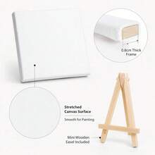3/1sets Canvas And Easel Combination Set, Mini Artist Canvas Panel Easel Set, Suitable For Painting, DIY Projects And Handmade Gifts, Desktop Wooden Easel With Oil Painting Frame Canvas, Children's Painting 10*10 Mini Small Frame Small Painting Board Set - A - View 4