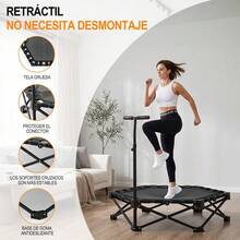 Cama elástica plegable para fitness, con 3 alturas de barra ajustables, marco de metal reforzado, apta para patio, interiores y exteriores - Trampolín hexagonal - Ver 3