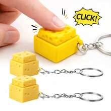 1/2/3 piezas Mini llavero de queso con teclado, botón antiestrés, tecla de queso, clicker fidget, colgante de llavero de teclado, regalos para fiestas - multicolor - Ver 12