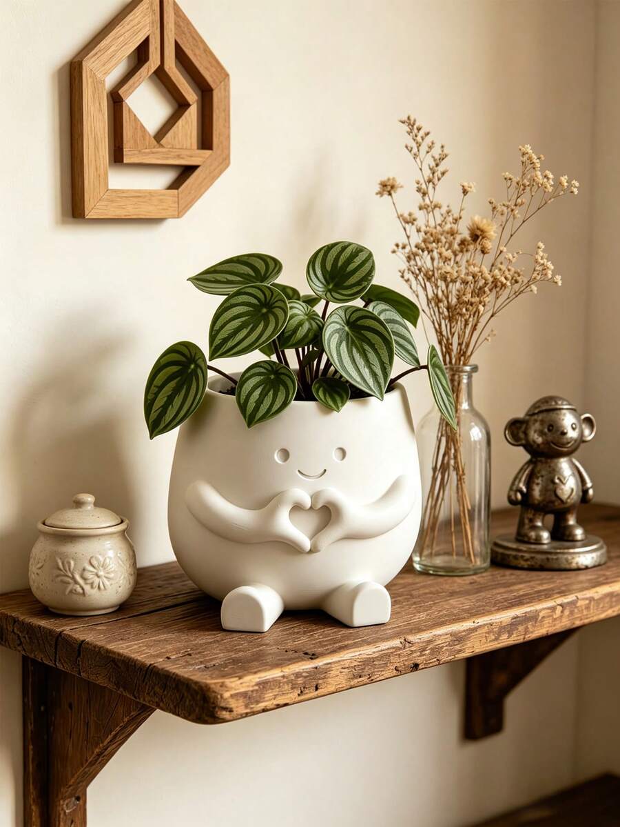 Heart-Shaped Flower Pot, Cute Succulent Plant Pot Container, High Aesthetic Value Small Flower Pot, Office Indoor/Outdoor Desktop Home Decor, Halloween Decoration, Back To School, Dorm Decor, School, Room Decor, Desktop Decor, Gardening Supplies - Love Donation - View 1