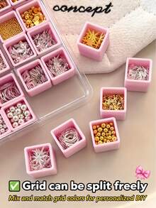 48-Grid Transparent Acrylic Nail Art Rhinestone Storage Box, Dust-Proof Compartment Organizer For Nail Art Decorations, Beads, Gemstones, Jewelry, Nail Salon Supplies, Empty Rhinestone Display Box - Multicolor - View 2