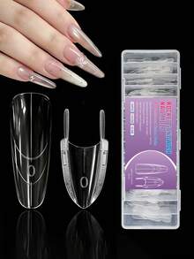 New Rocket Sandwich Dual-Mode 120pcs Quick Extension Nail Tips, No Paper Film Needed, 15 Sizes, Nail Art Tools, Suitable For Beginners, Home DIY Nail Salon - Multicolor - View 1