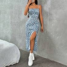 Nuevo Vestido Bodycon Mini con Estampado de Margaritas, Sin Tirantes, con Abertura en el Pecho, para Mujer, Primavera/Verano - Morado - Ver 6