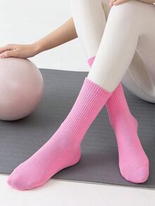 3/5/7 Paar rutschfeste Socken mit Buchstabenmuster, atmungsaktive Sport-Fitness-Yoga-Pilates-Socken bis zur Mitte der Wade, professionelle Indoor-Sport-Fitness-Yoga-Tanz-Pilates-Socken mit rutschfester Silikonsohle, Herbst - Verschiedenfarbig - Übersicht 5
