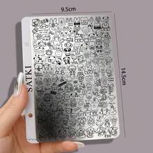 satki Nail Art Stamping Plate Cute Bear Pig Rabbit Cartoon Anime Nail Decoration Template Bow Nail Art Accessories Tool Beginner No Hand-Painting Nail Stamping Steel Plate Soft Silicone Transfer Tool - Multicolor - View 12