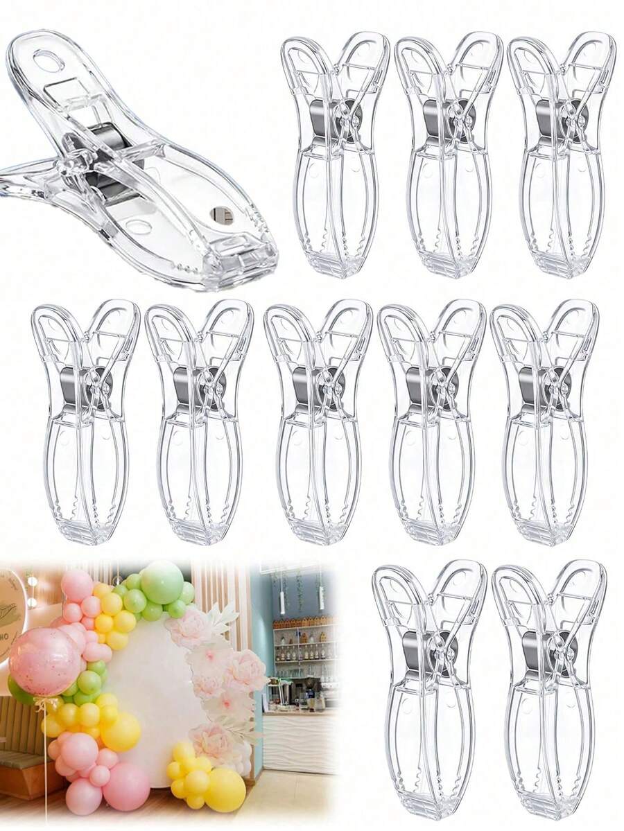 1-20 pièces Clips de ballon en plastique transparent, clips à ressort, ensemble d'arche de ballon, décoration d'anniversaire, fournitures d'artisanat, fournitures de studio photo, fournitures d'artisanat (transparent) - Multicolore - Voir 1
