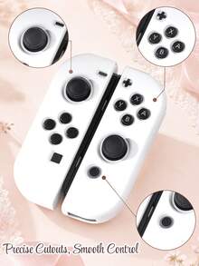 Switch Joy-Con Controller Protective Shell 1 Pair Solid Color Lightweight Anti-Fouling Anti-Slip Game Controller Cover, Easy To Install And Remove Without Sticking Keys, Compatible With Switch Controller Accessories, Girl Style Pink White Black Purple Transparent Multi-Color Options - View 5