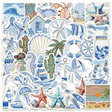 50pcs Blue Coast Graffiti Stickers For Water Bottle, Phone Decoration, Creative Coast Wall Decals Wholesale School Supplies - 50 - View 2