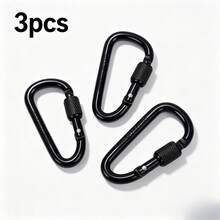 1/3/6pcs Screw Lock D-Ring Carabiner, Heavy Duty Aluminum Alloy Multi-Purpose Hook, Suitable For Camping, Hiking, Backpack, Fishing, Water Bottle, Keychain, Outdoor Gear Accessories - Black - View 7