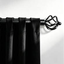Thanh treo rèm màu đen mờ, thiết kế ghép nhiều đoạn, điều chỉnh được từ 32-168 inch, bộ đầy đủ kèm giá đỡ và đầu trang trí, dễ lắp đặt - Đen 1 cái - Xem 1