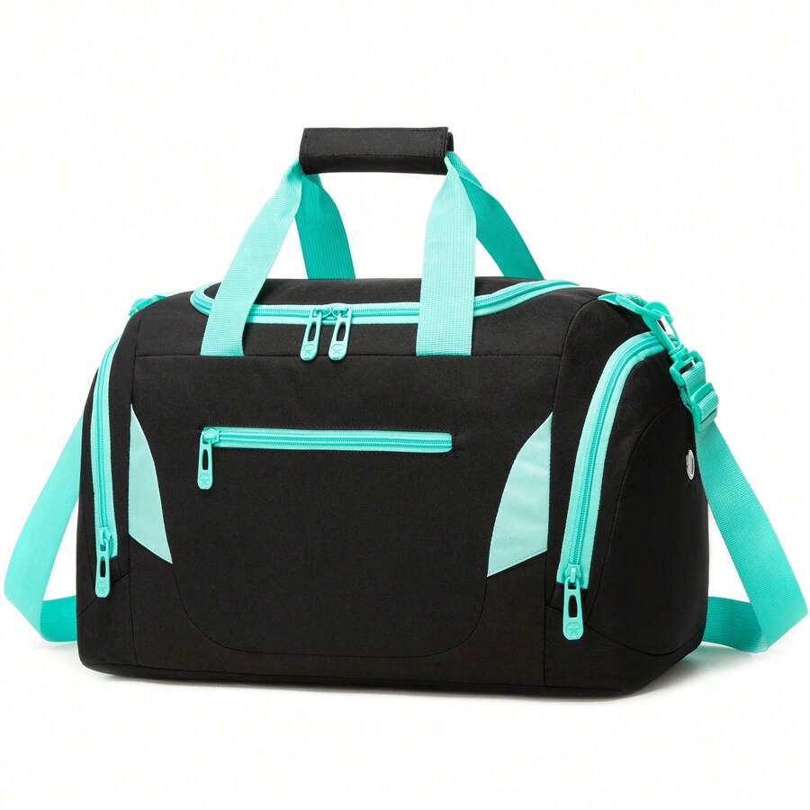 Small Travel Bag For Kids, Travel Bags For Girls And Boys With Shoe Compartment, Children's Travel Bag, School Travel Bags - 黑色和綠色 23004 - 查看 1