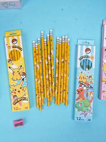 bandai 12PCS 2B Wooden Pencils Anime Character Drawing Exam Pencil With Top Eraser Children Stationery (Some Accessories Color Random) - Multicolor - View 4