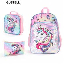 3-Piece Set Combination Pack, Unisex Backpack, Iridescent Reversible Sequins, Gradient Nebula Background, Shiny Theme With Small Square Bag And Small Box, Suitable For Travel, Camping, Outing, Casual Fashion Backpack With Padded Back And Adjustable Shoulder Straps, Printed, Best Gift For Others, Daily Commute, Portable - Pink - View 1