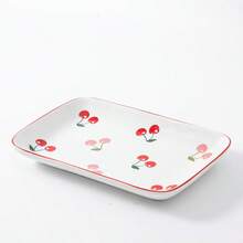 1 pieza Plato rectangular de cerámica de 8*5 pulgadas, platos apilables para cena, platos para pasta y postre para aperitivos, sushi, frutas - Microondas/Horno/Lavavajillas, perfecto para desayuno, té de la tarde, fiesta de cumpleaños - Multicolor - Ver 12