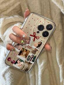 1pc DIY 6-Photo Red Bow Cherry Small Panda Cat Heart Background Pattern Ultra-Thin Transparent TPU Phone Case, Suitable For IPhone 17 Pro Max/16 Pro/15 Pro/14 Plus/13 Pro/12 Pro Max/11/Xs Max/8/7/6 Plus, Premium Business, Best Gift For Leaders, Friends, Father, Mother, Boyfriend, Girlfriend - Clear - View 5